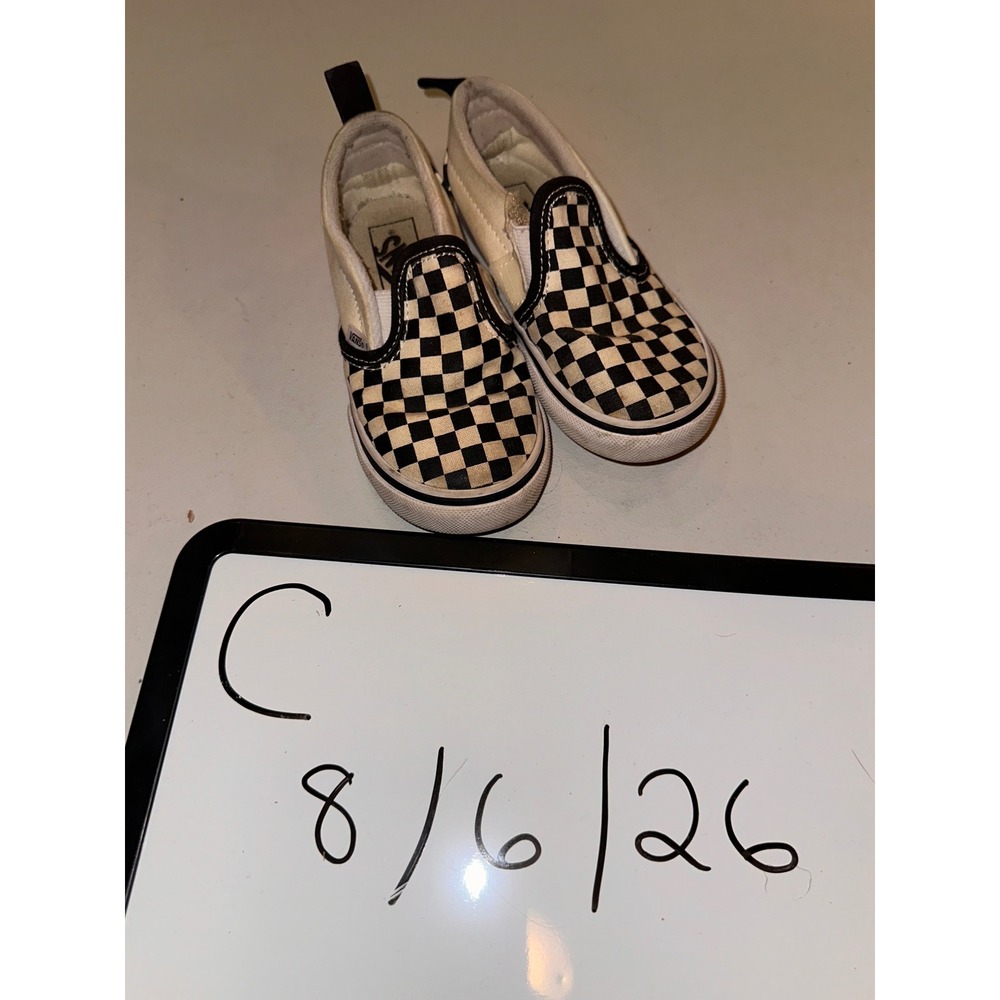 Vans Toddler Classic Slip-On Checkerboard Black White Sneakers Size 9.0 US - Picture 1 of 4